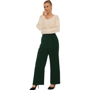 Funyyzo Forest Green Wide Leg High Rise Trouser Pants Women’s XS Holiday